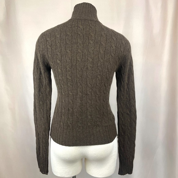 Vintage (S) RALPH LAUREN Cashmere Cable Button Cardigan Sweater Grunge-Thrashed - Picture 4 of 8